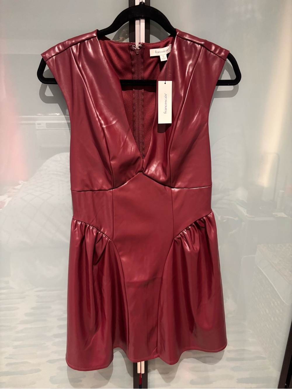 Francesca's Collections Wine Faux Leather Mini Dress - NWT ( never worn!)